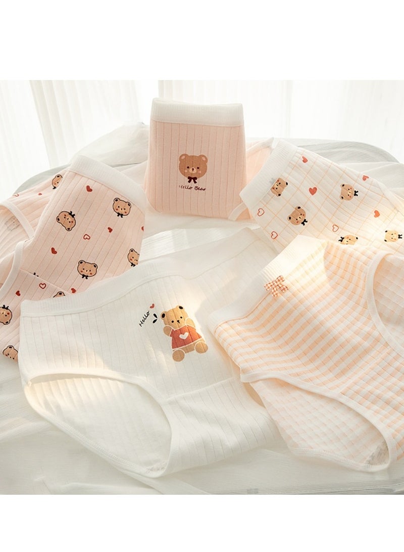 مجموعة من 5 ملابس داخلية قطنية أنيقة بخصر متوسط، ملابس داخلية مريحة وجيدة التهوية للفتيات - Image 2