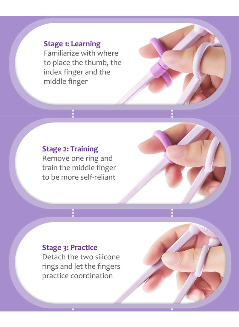 CMGTYYD - Training Chopsticks Set For Kids And Beginners, Right-Handed Tranining Chopsticks With Case, Chopstick Spoon Fork And Case Set, BPA Free Dishwasher Safe, Right Handed Only (Purple) - Image 1