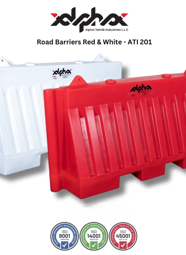 Alpha Teknik Durable Self-Joint Road Barrier ATI 201 (Red & White) 25 kg Weight 