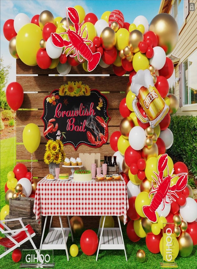 GIHOO Crawfish Boil Party Supplies 145pcs Crawfish Balloon Arch Garland Kit with Inflatable Crawfish Beer Mylar Balloons for Crawfish Boil Birthday Party Decoration - Image 1