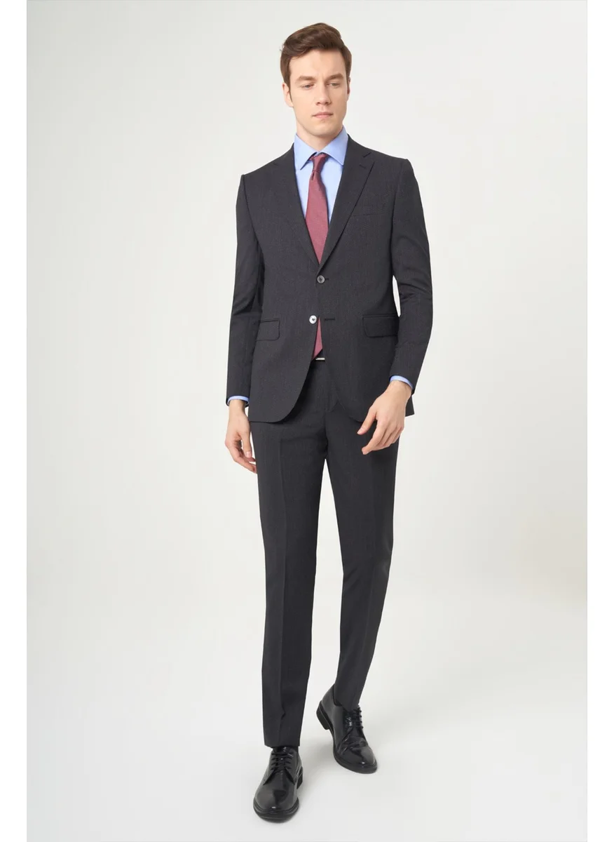 Bisse Men's Modern Fit Mono Collar 2 Button Double Slit Suit BLACK PTK22K22231_D99