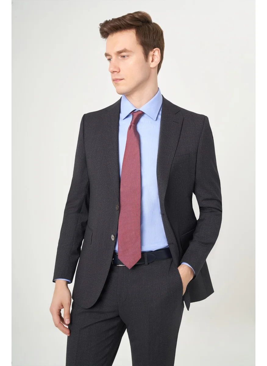 Bisse Men's Modern Fit Mono Collar 2 Button Double Slit Suit BLACK PTK22K22231_D99