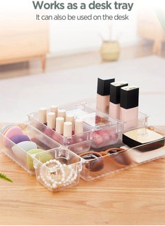 C&C Home 25 Pieces Clear Plastic Drawer Organizer Set Desk Drawer Dividers Storage Bins Separation Box for Makeup Jewelry Storage Tray Office Desk Bathroom and Kitchen  - Image 2