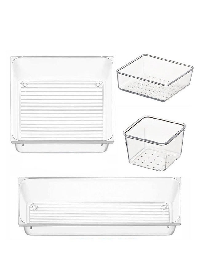 C&C Home - 25 Pieces Clear Plastic Drawer Organizer Set Desk Drawer Dividers Storage Bins Separation Box for Makeup Jewelry Storage Tray Office Desk Bathroom and Kitchen - Image 1