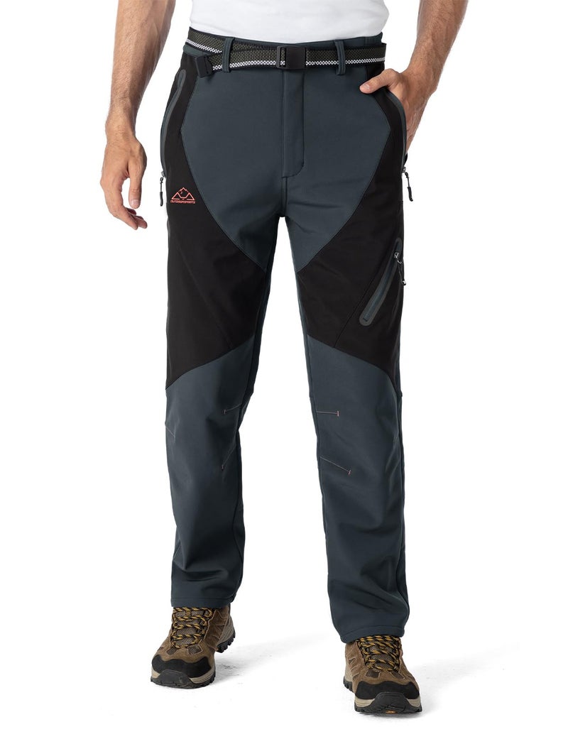 Ysento Men'S Fleece Lined Ski Snow Pants Winter Waterproof Softshell Insulated Hiking Cargo Pants Grey Size 34 - Image 2