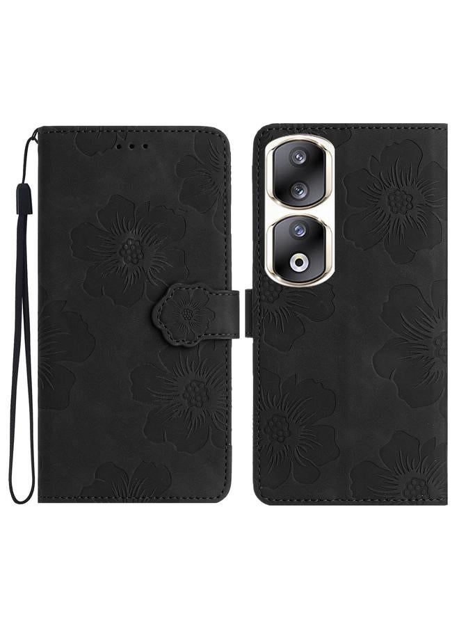اس-توب جراب هاتف جلدي بنقشة زهور لهاتف Honor 90 Pro - Image 1