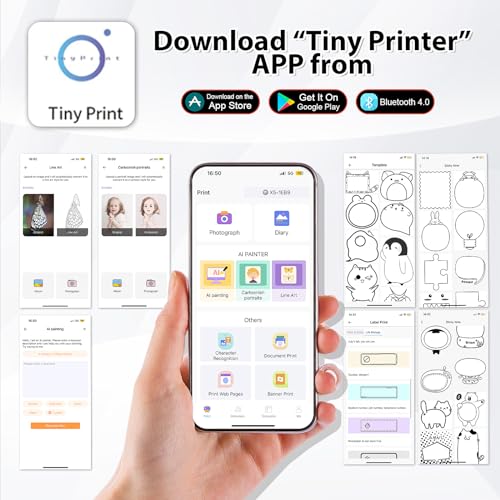 HUIJUTCHEN Mini Thermal Portable Printer for iOS&Android with Hard Protection Storage Case,Bluetooth Inkless Pocket Printer with 11 Rolls of Thermal Paper＆Sticker to Print Photo Receipt DIY - Image 2