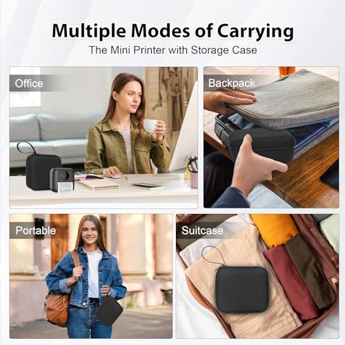HUIJUTCHEN Mini Thermal Portable Printer for iOS&Android with Hard Protection Storage Case,Bluetooth Inkless Pocket Printer with 11 Rolls of Thermal Paper＆Sticker to Print Photo Receipt DIY - Image 5