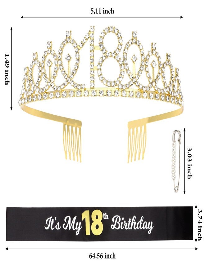 CAVETEE Gold 18th Birthday Sash and Tiara Kit - It's My Birthday Decoration for Parties - Image 2