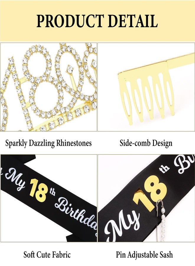 CAVETEE Gold 18th Birthday Sash and Tiara Kit - It's My Birthday Decoration for Parties - Image 3