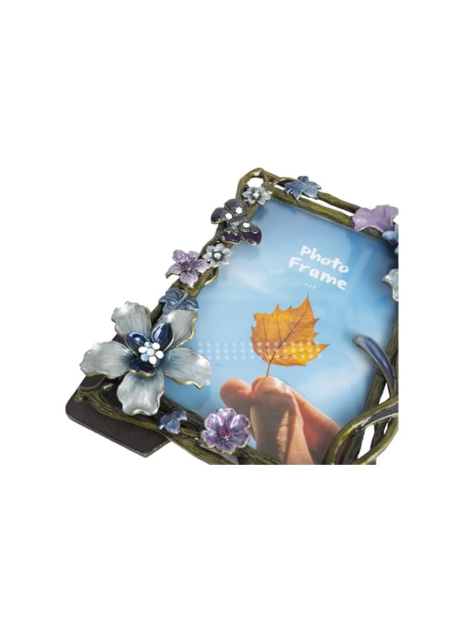 The Bros إطار صورة زهور عتيق 4x6، معدني وزجاج عالي الدقة، ديكور منزلي أنيق، للعرض على الطاولة والهدايا - Image 5