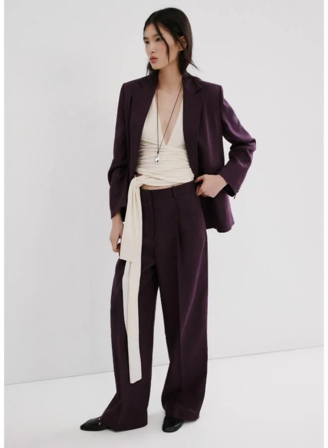 Straight-fit linen suit trousers