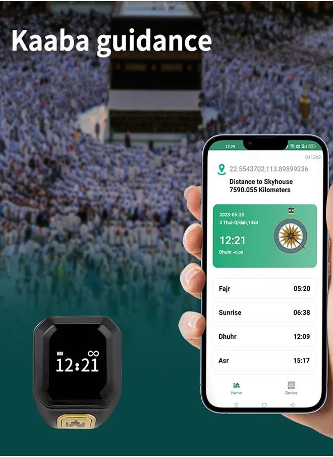 Black Tiger - Zikr Ring Smart with tasbeeh counter feature and a reminder of prayer times - Image 1