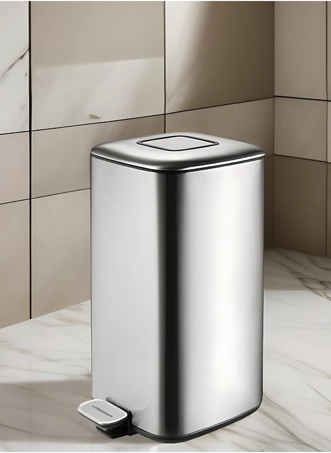 EKO - REGENT SERIES | 32L Metallic Grey Pedal Trash Bin | Brushed Stainless Steel, Soft-Closing, Fingerprint-Resistant Design | Modern Waste Solution for Home, Office, and Commercial Spaces - Image 1