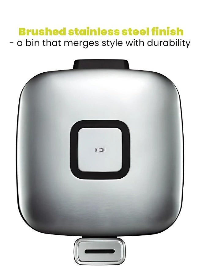 EKO - REGENT SERIES | 32L Metallic Grey Pedal Trash Bin | Brushed Stainless Steel, Soft-Closing, Fingerprint-Resistant Design | Modern Waste Solution for Home, Office, and Commercial Spaces - Image 1