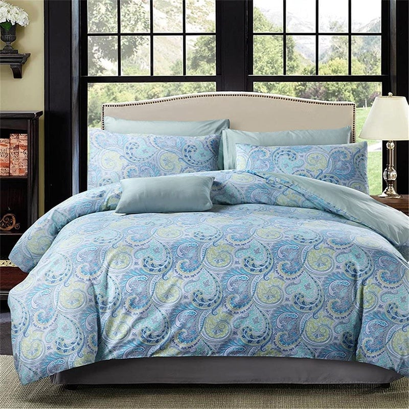 Brandream Queen Size Duvet Cover Set Luxury Paisley Hotel Collections 3 Piece Reversible Queen 800ThreadCount Bedding Set  Floral Boho Medallion Blue  100 Soft  Breathable Egyptian Cotton