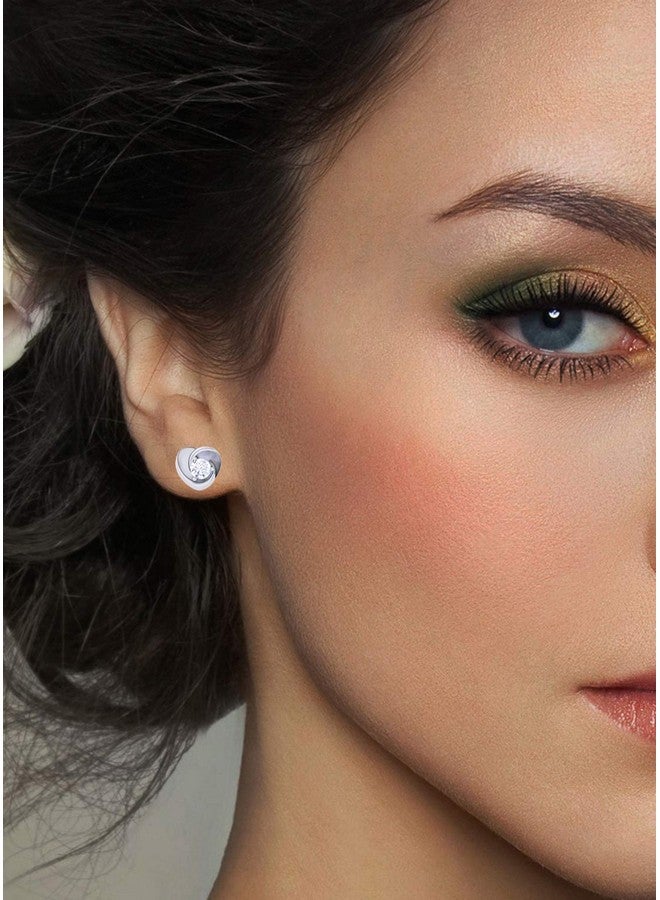 CLARA 925 Sterling-silver and Swiss Zirconia Heart Earrings for Women & Girls, White - Image 4