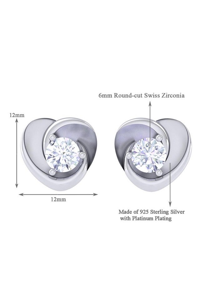 CLARA 925 Sterling-silver and Swiss Zirconia Heart Earrings for Women & Girls, White - Image 3