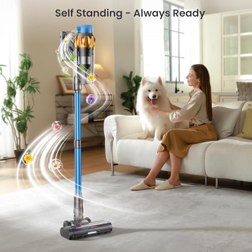 Kermoky Cordless Vacuum Cleaner, 650W 55KPA 70Mins Vacuum Cleaners for Home, Self-Standing Cordless Stick Vacuum with Anti-Tangle, Lightweight Wireless Vacuum for Hardwood Floor/Carpet/Pet Hair - Image 4