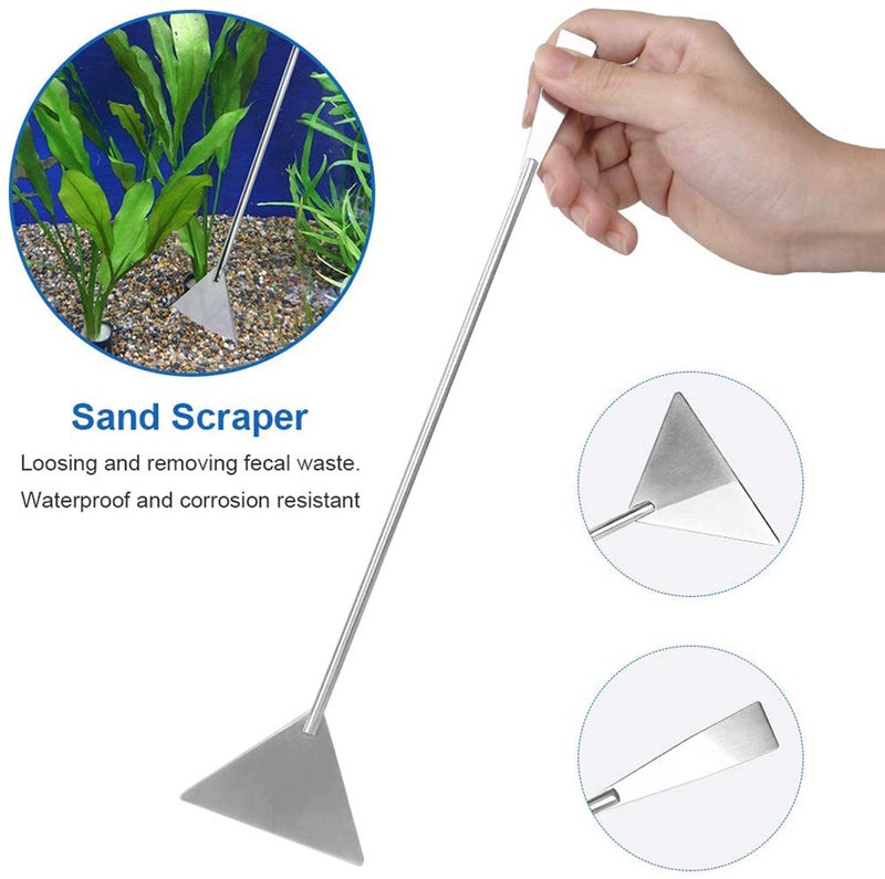 Qpets® 7 in 1 Aquarium Aquascaping Tools Kits, Stainless Steel Aquarium Plant Tools Tweezers Scissors Scrapers for Aquarium Tank Clean Fish Tank Aquascape Tools Sets - Image 5