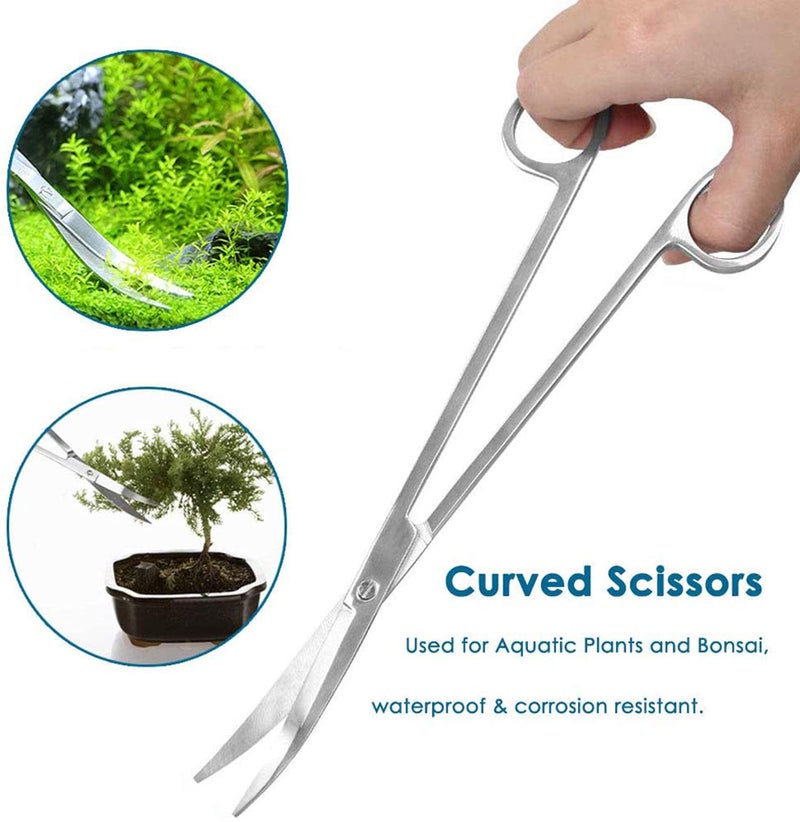 Qpets® 7 in 1 Aquarium Aquascaping Tools Kits, Stainless Steel Aquarium Plant Tools Tweezers Scissors Scrapers for Aquarium Tank Clean Fish Tank Aquascape Tools Sets - Image 4