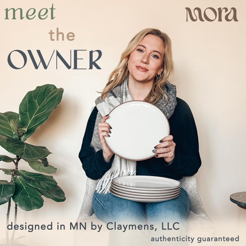 Mora Ceramic Dinner Plates Set of 6, 10 inch Dish Set - Microwave, Oven, and Dishwasher Safe, Scratch Resistant, Modern Rustic Dinnerware- Kitchen Porcelain Serving Dishes - Vanilla White - Image 3