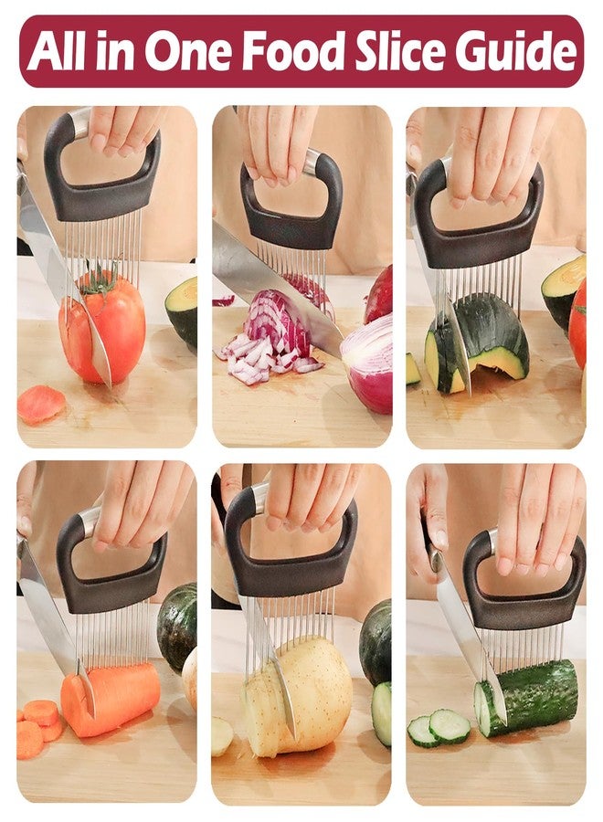 JAYVAR Large Onion Holder for Slicing, Large Onion Cutter Vegetable Chopper, Stainless Steel Tomato Slicer for Potato Lemon, Practical Meat Tenderizer Tool, Kitchen Food Slicer Guide for Neat Slicing - Image 2