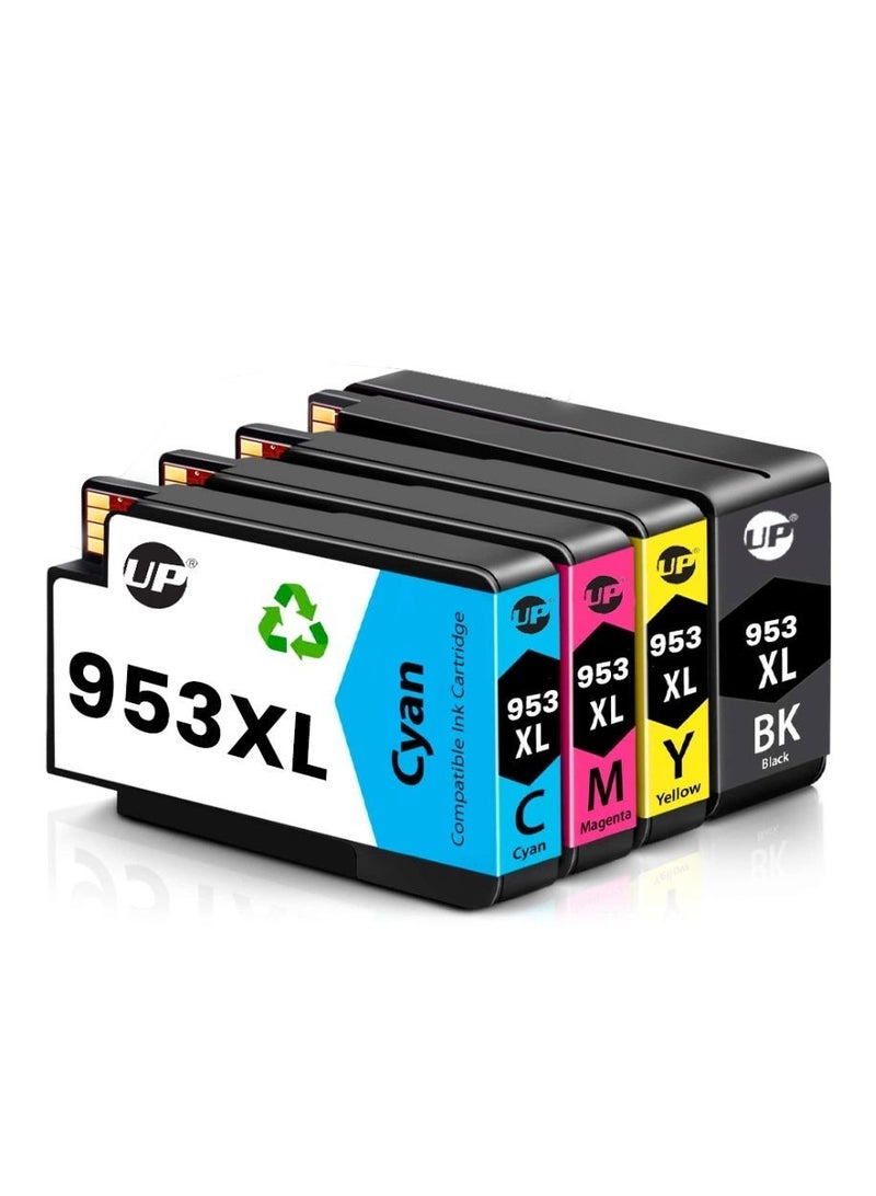 UP 4 Pack 953XL Compatible Ink Cartridges for HP 953XL 953 with New Chip Compatible for HP Officejet PRO 8715 8710 8210 8218 8720 8725 8728 8730 8740 7730 7720 7740 - Image 1