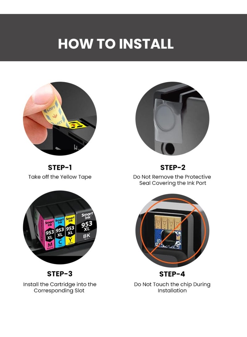 UP 4 Pack 953XL Compatible Ink Cartridges for HP 953XL 953 with New Chip Compatible for HP Officejet PRO 8715 8710 8210 8218 8720 8725 8728 8730 8740 7730 7720 7740 - Image 2