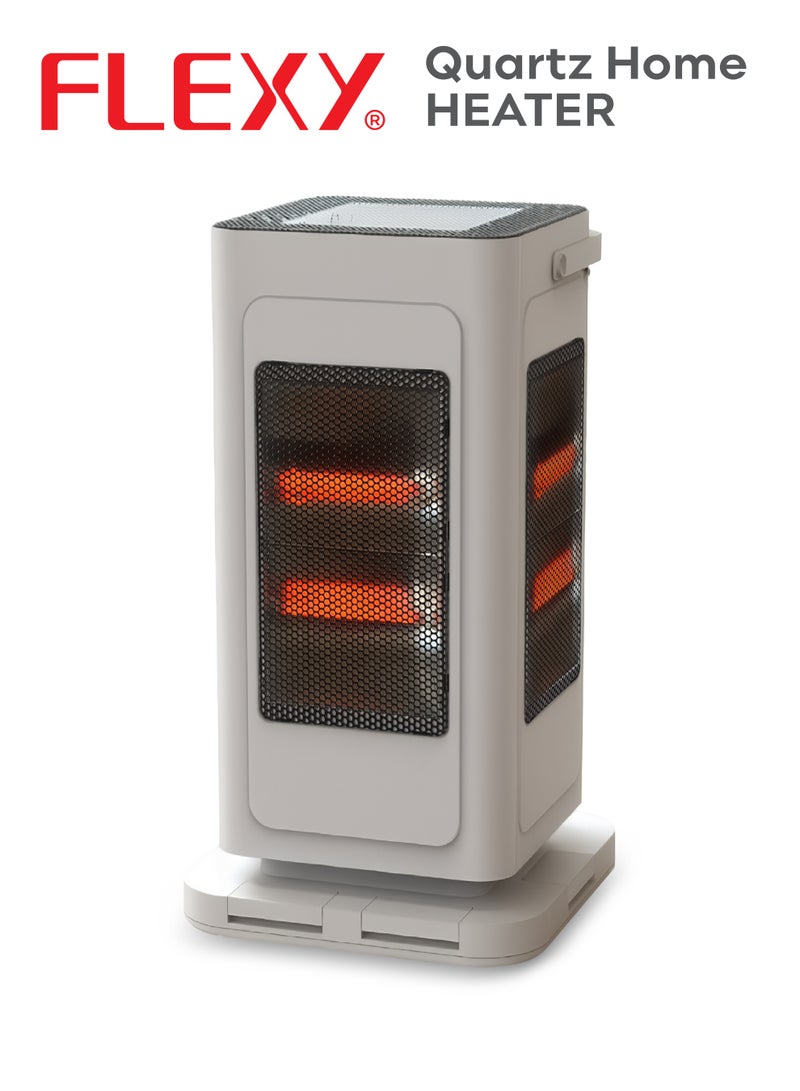 فليكسي مدفأة غرفة كوارتز FLEXY FQH2044W بقوة 2000 واط، مزودة بخاصية التسخين بخمسة اتجاهات، وتسخين سريع خلال 3 ثوانٍ، ومستويات حرارة قابلة للتعديل، ومؤقت، ومستوى ضوضاء منخفض، ونظام أمان ضد الانقلاب، وتقنية كورية، وتصميم بضمان لمدة عامين. - Image 2