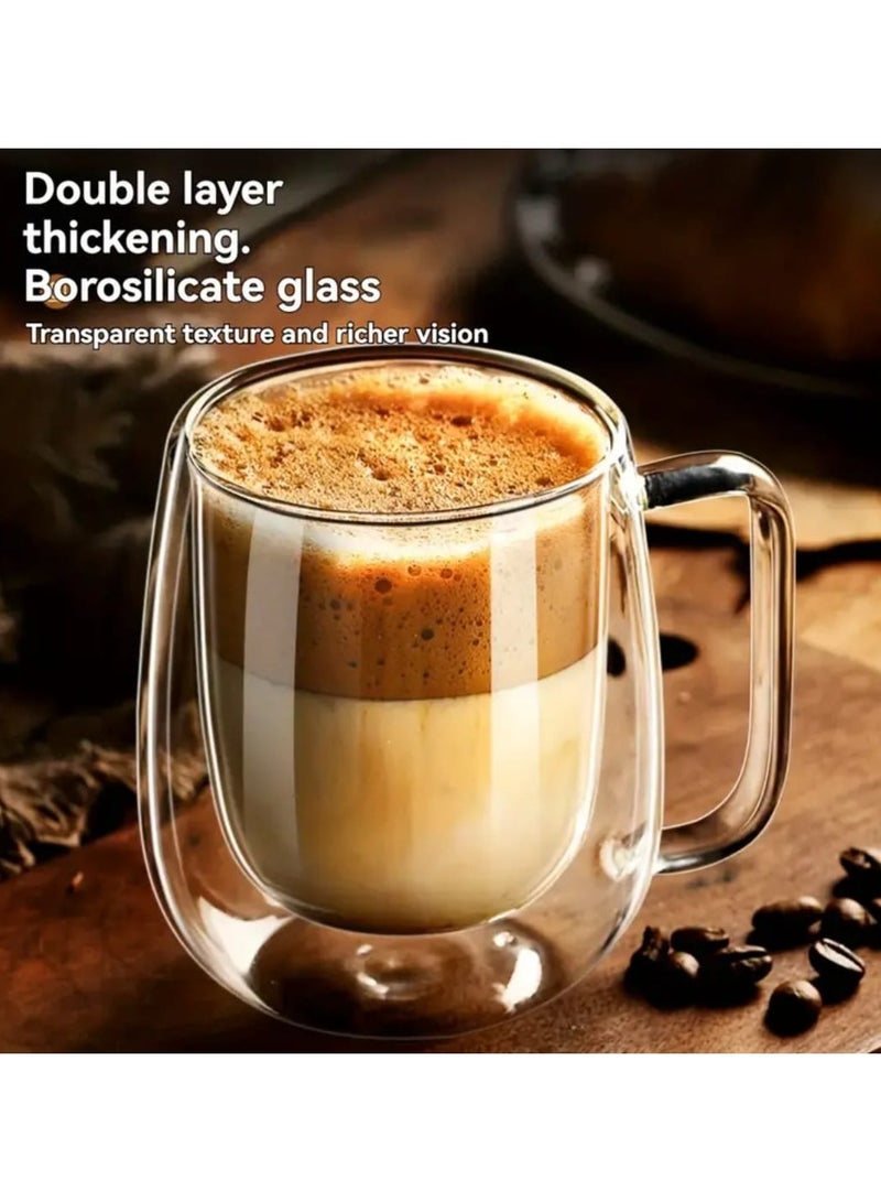 إل ديس كوب زجاجي من البورسليكات مصنوع يدويًا، كوب قهوة، جدار مزدوج، مضاد للحروق، قابل لإعادة الاستخدام وعالي الجودة، مثالي للمشروبات الساخنة، أدوات شرب أنيقة، أدوات زجاجية قابلة لإعادة الاستخدام - Image 1