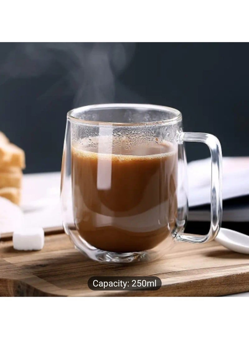 إل ديس كوب زجاجي من البورسليكات مصنوع يدويًا، كوب قهوة، جدار مزدوج، مضاد للحروق، قابل لإعادة الاستخدام وعالي الجودة، مثالي للمشروبات الساخنة، أدوات شرب أنيقة، أدوات زجاجية قابلة لإعادة الاستخدام - Image 2