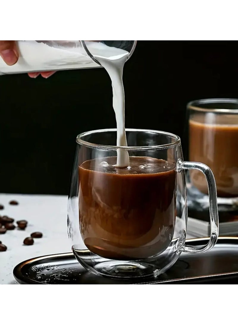 إل ديس كوب زجاجي من البورسليكات مصنوع يدويًا، كوب قهوة، جدار مزدوج، مضاد للحروق، قابل لإعادة الاستخدام وعالي الجودة، مثالي للمشروبات الساخنة، أدوات شرب أنيقة، أدوات زجاجية قابلة لإعادة الاستخدام - Image 3