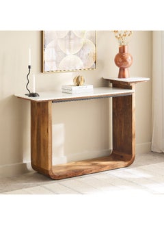 Home Box Ashton Genuine Marble Top Console Table with Solid Wood Base  - Image 1