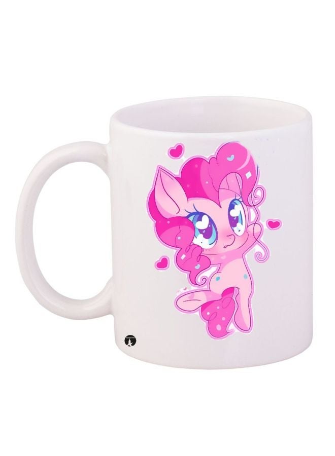 RYN Cartoon Printed Coffee Mug White/Pink/Blue 11ounce