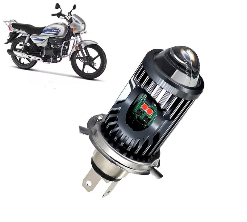 Auto Pearl Motorcycle H4 35W LED Headlight Dual Beam White and Yellow light and Red-Blue light with Flashing mode compatible with Splendor Plus (Pack of 1) - Image 1