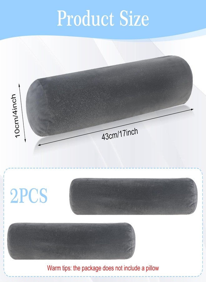 Larrel 2PCS Neck Roll Pillow Cover, Gray Neck Roll Pillow Cover with Zipper, Round Neck-Pillow Case for Sleeping Support, Bed, Legs, Back and Yoga, Plush Washable Covers (4 Inch Diameter x 17 Inch Long) - Image 2