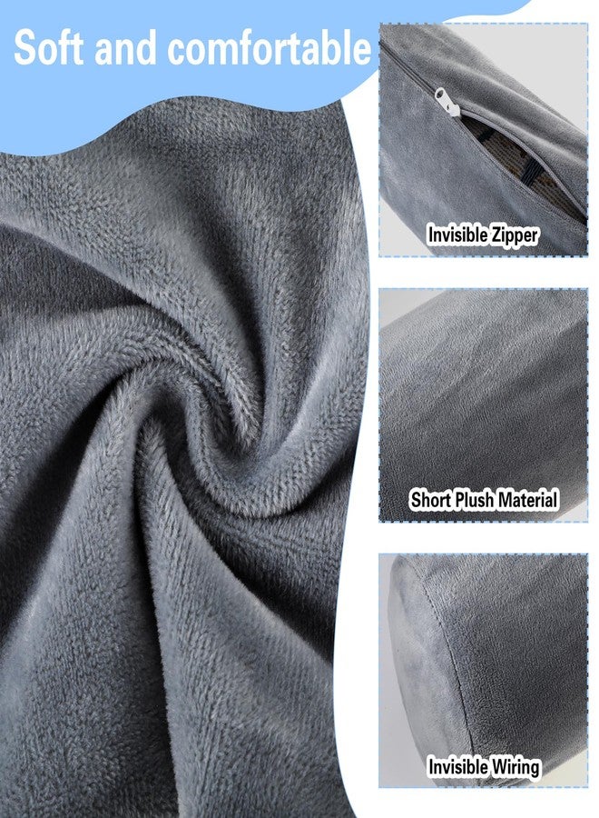 Larrel 2PCS Neck Roll Pillow Cover, Gray Neck Roll Pillow Cover with Zipper, Round Neck-Pillow Case for Sleeping Support, Bed, Legs, Back and Yoga, Plush Washable Covers (4 Inch Diameter x 17 Inch Long) - Image 3