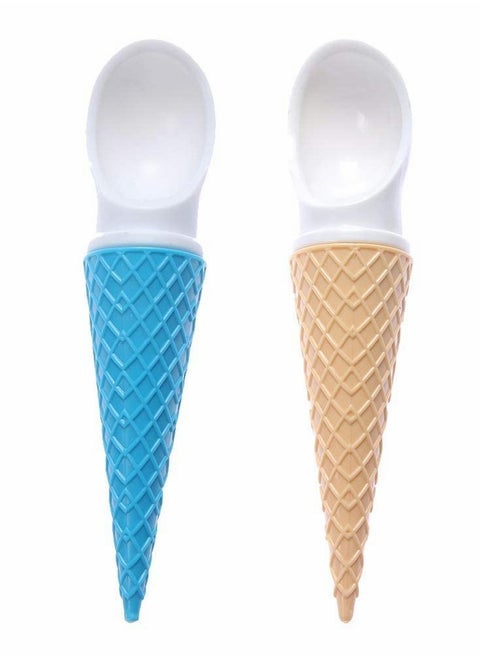 Professional Cone-Shaped Ice Cream Scoops with Non-Slip Handle, BPA-Free Plastic, Safe for Kids, Reusable Cups, 2 Pack