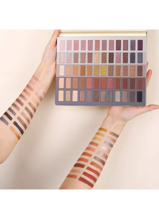 Ucanbe 60 Colors Naked Eyeshadow Palette + Makeup Brush Set, All In One Nude Neutral Smokey Makeup Pallet With Brushes, Pigmented Warm Matte Shimmer Powder Eye Shadows Cosmetic Halloween Beauty Kit  - Image 3