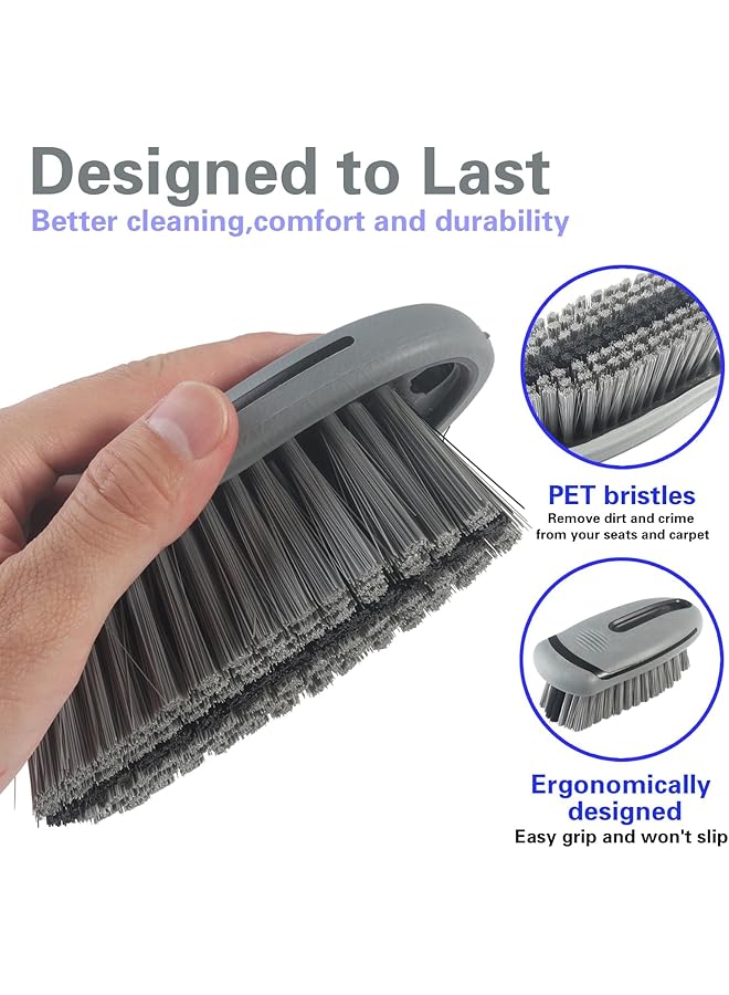 NALACAL فرشاة تنظيف السجاد والمفروشات، فرشاة تنظيف ناعمة للسجاد، فرشاة سجاد السيارة لتفاصيل السيارة، فرشاة جلدية داخلية للسيارة والمنزل (رمادي) - Image 3