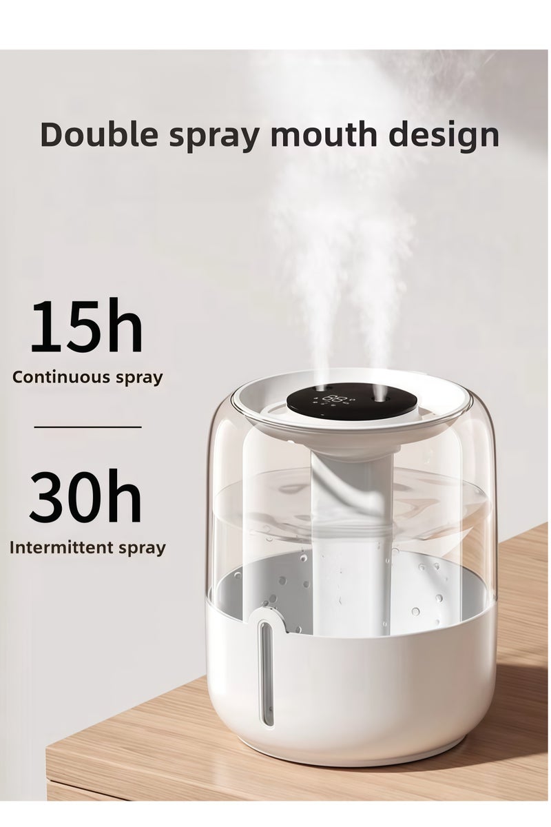 مرطب سعة 6.8 لتر مع إضاءة وعرض للرطوبة، مزود بمنقي هواء وفتحتي بخار ووظيفة إضاءة ليلية، يعمل حتى 30 ساعة وبتشغيل هادئ (لون بيج) - Image 2