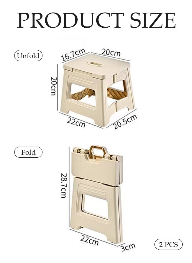DUNISO 2 Pcs Folding step stool,portable footstool outdoor stool,anti slip step stool，can be carried by hand, suitable for kitchen, bathroom, garden,22*20.5*20cm  - Image 5