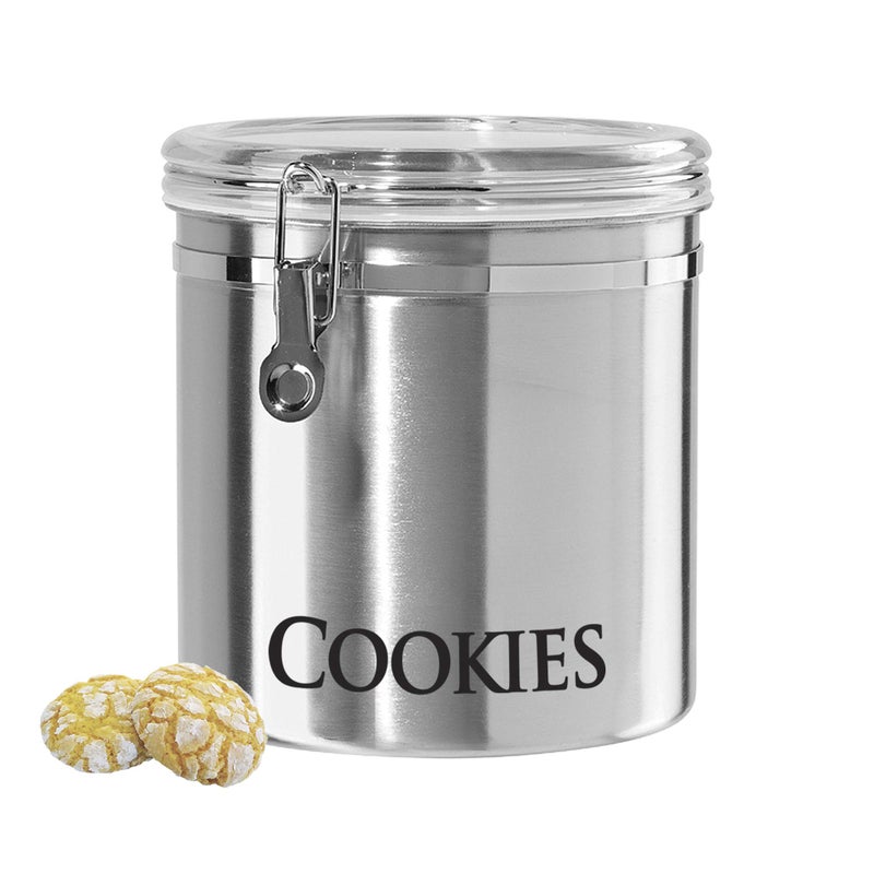 Oggi Jumbo 8 Stainless Steel Cookies Clamp Canister Airtight Food Storage Container Ideal for Kitchen Pantry Storage of Cookies or other Bulk Dry Foods