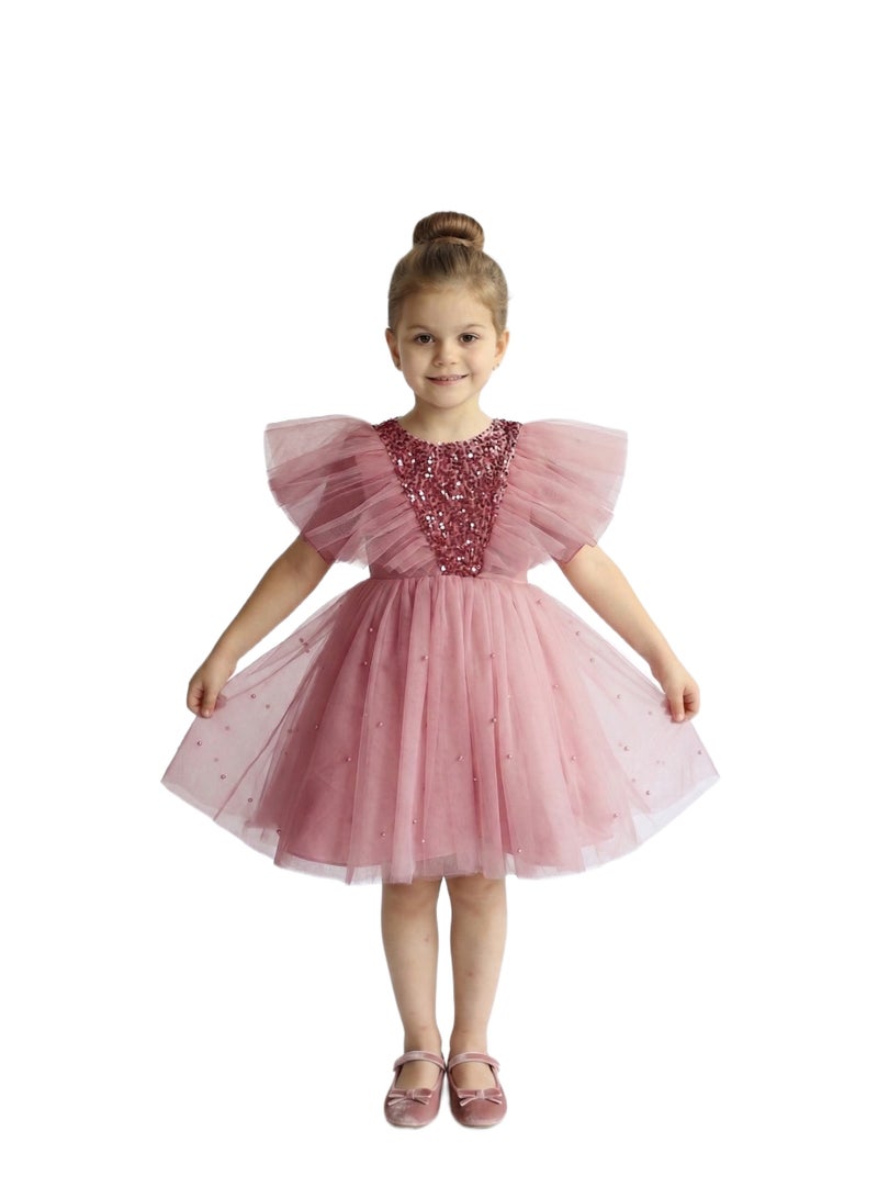 Bidani Sparkly Party Dress -  Blush Pink - Image 1