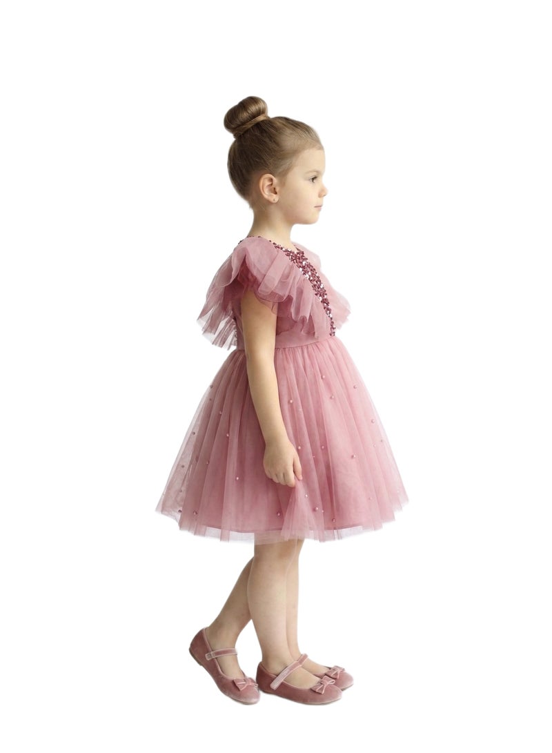 Bidani Sparkly Party Dress -  Blush Pink - Image 2