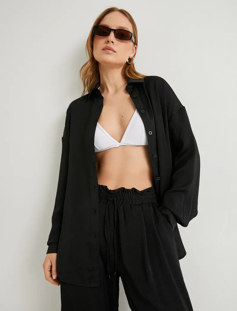 كوتون Regular Fit Buttoned Tissued Long Sleeve Shirt
