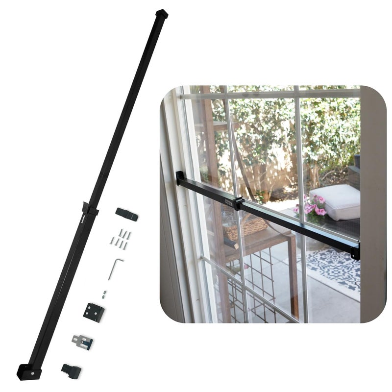 SECURITYMAN Sliding Door Security Bar-Child Proof Sliding Door Lock Bar with Anti Lift Lock - Fits Most Doors & Windows - Adjustable Patio Door Security Bar (18.75"- 51.1") Black - Image 1