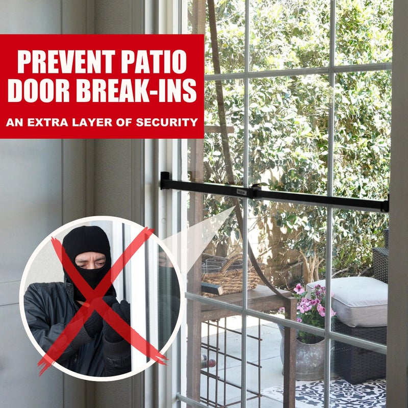 SECURITYMAN Sliding Door Security Bar-Child Proof Sliding Door Lock Bar with Anti Lift Lock - Fits Most Doors & Windows - Adjustable Patio Door Security Bar (18.75"- 51.1") Black - Image 2