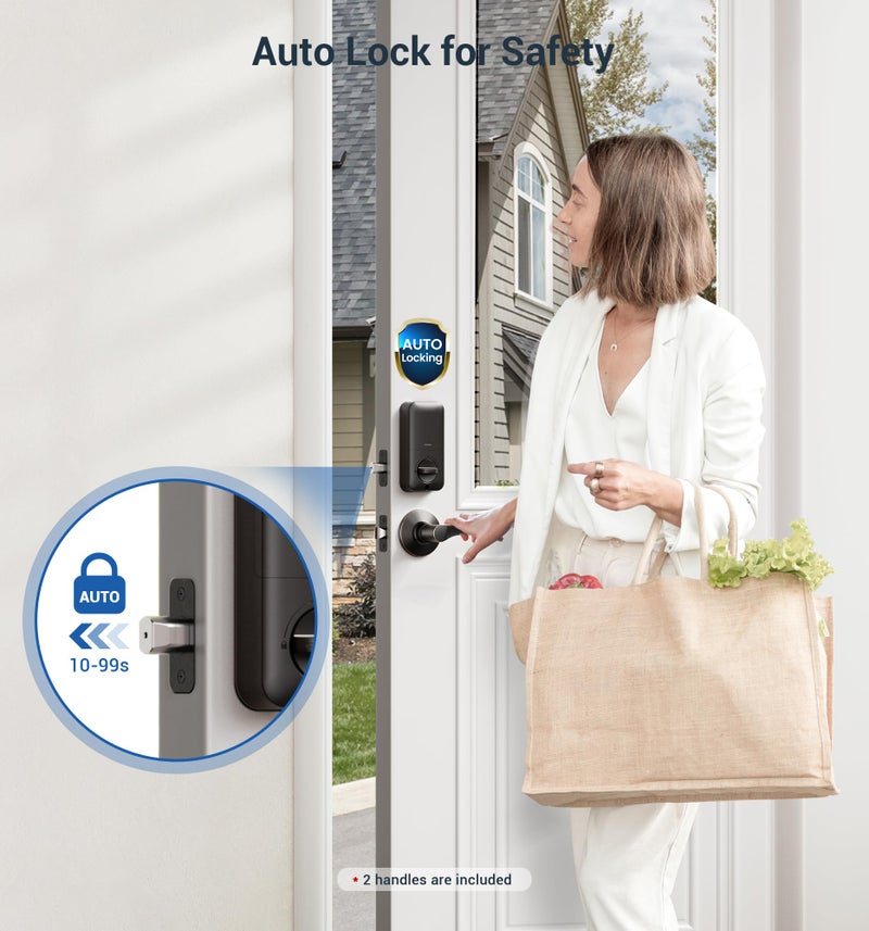 Veise Fingerprint Door Lock with 2 Lever Handles - Keyless Entry Door Lock, Electronic Keypad Deadbolt, Digital Smart Code & Front Handle Sets, Auto-Locking, Easy Installation, Oil Rubbed Bronze - Image 5